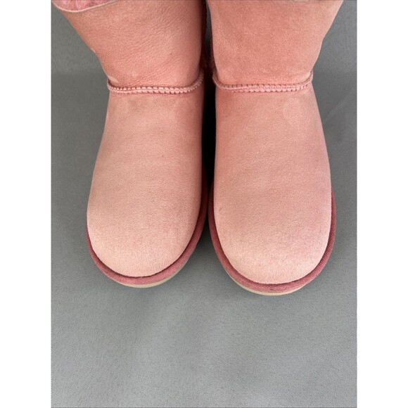 Womens UGG Australia Boots Sz 8 Bailey Mini Zip Pink Suede Wool Ankle Boho Shoes - Picture 10 of 16